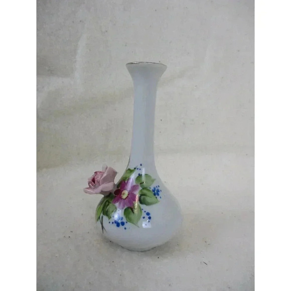 Bud Vase Hand Painted Floral Vase Incense holder Raised Rose bud Occupied Japan - Picture 2 of 7
